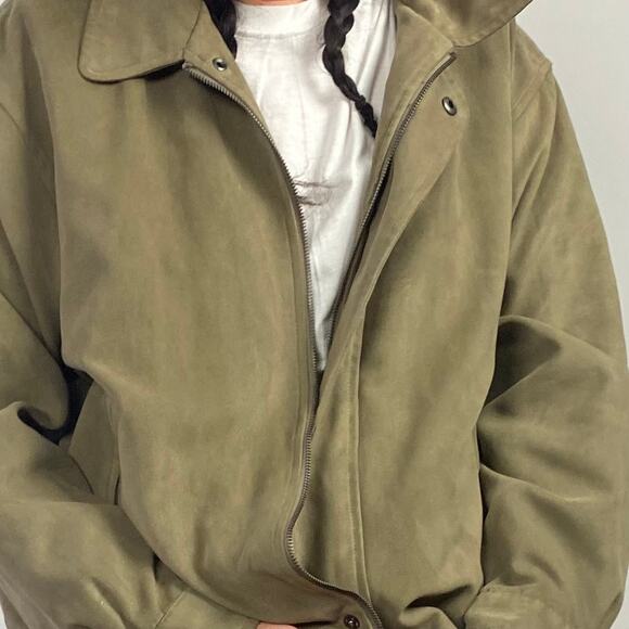 Weatherproof Tan Beige Faux Suede Bomber Field Jacket Sz L - Picture 9 of 10